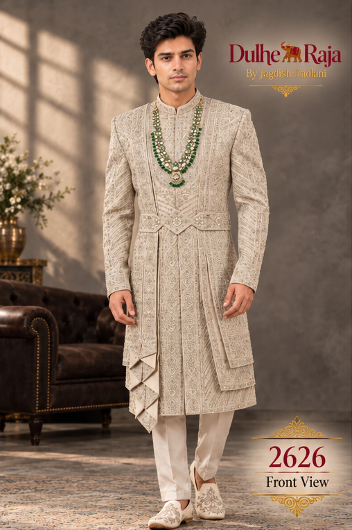 Dulhe Raja design 2626-PISTA sherwani front view