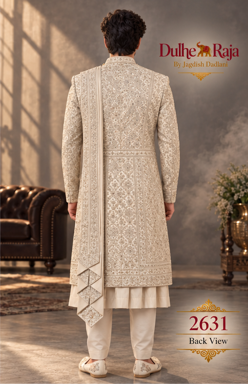 Dulhe Raja design 2631-PISTA sherwani back view