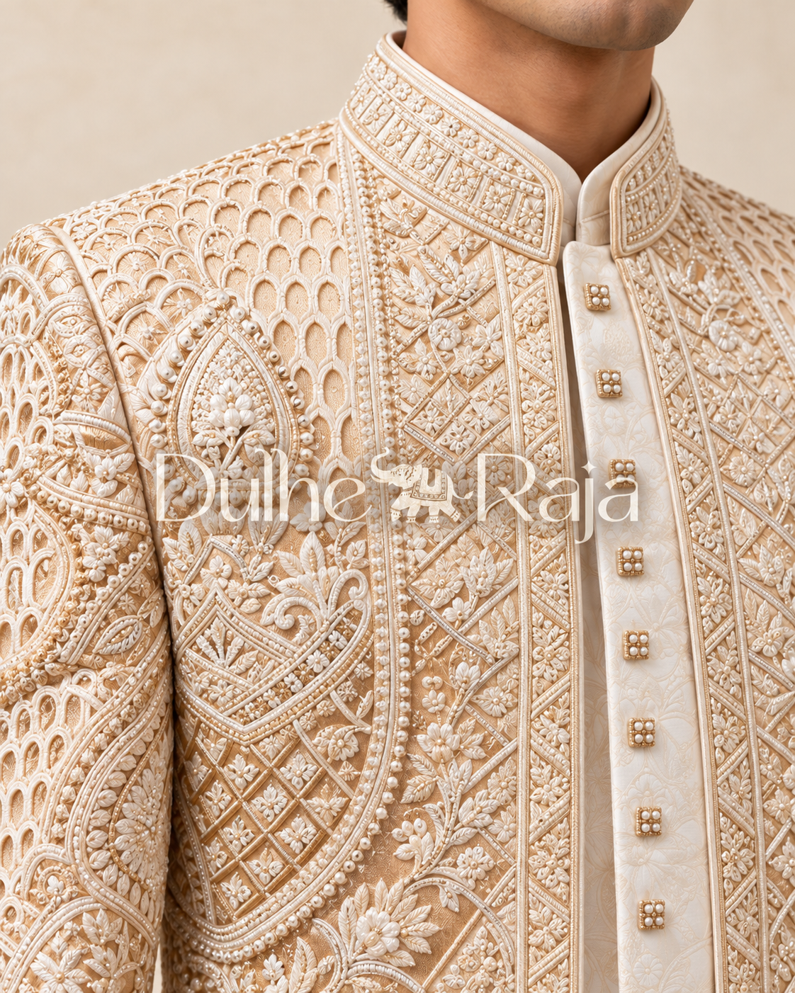 Dulhe Raja design 2950 jodhpuri suit embroidery detail