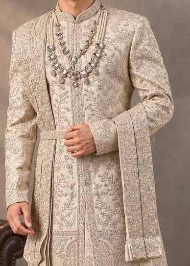 Dulhe Raja design 2636-ANMOL sherwani embroidery detail