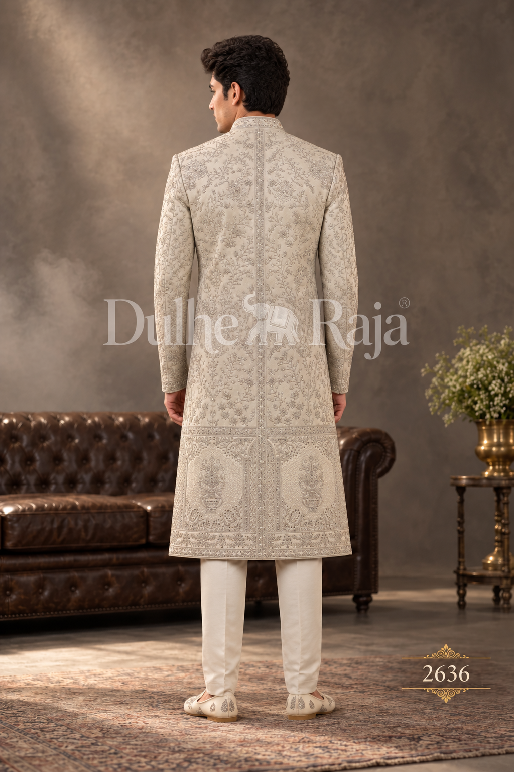 Dulhe Raja design 2636-PISTA sherwani back view