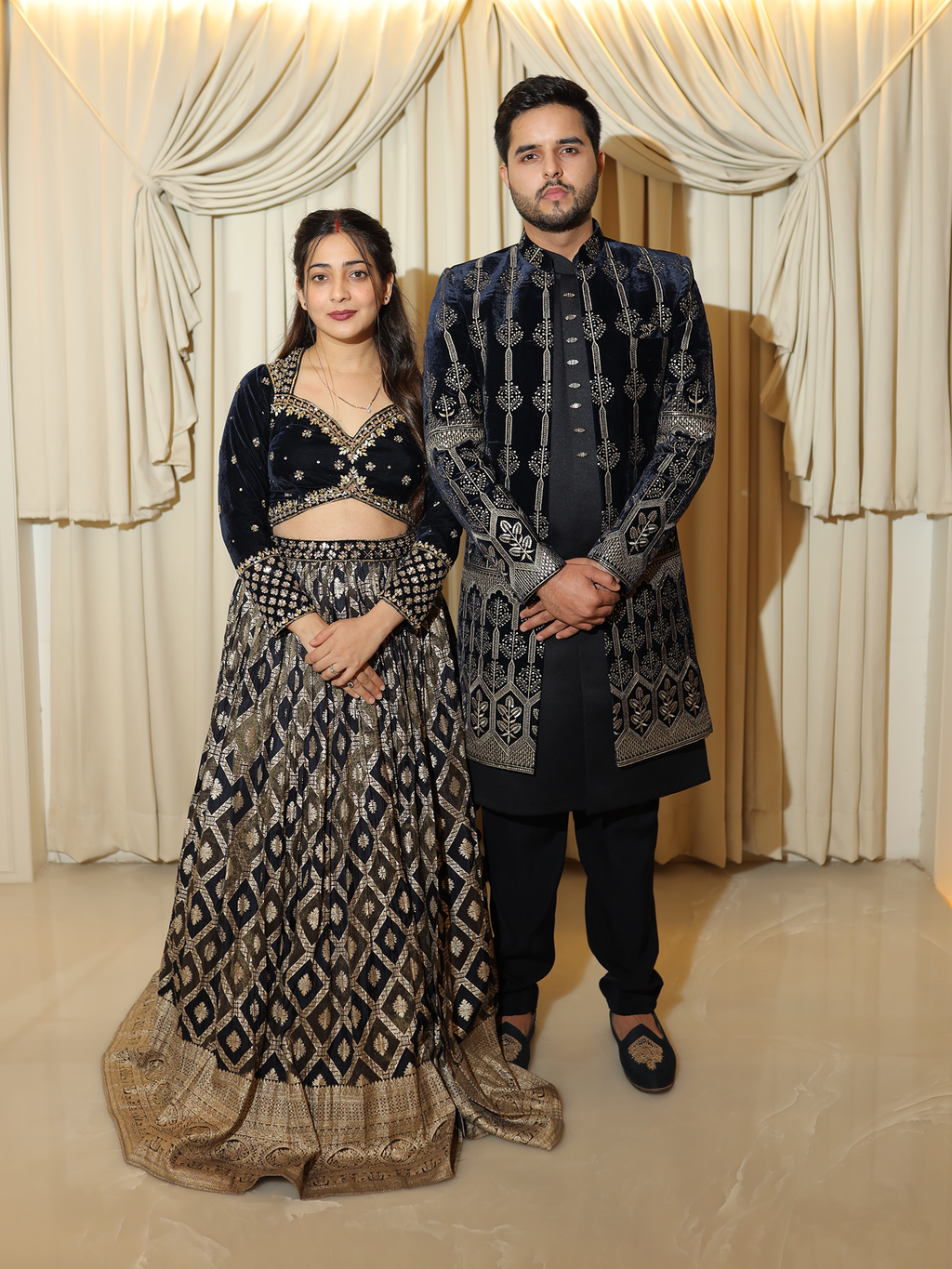 Navy Blossom Indo-Western