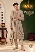 Rust beige pleated wedding sherwani - Dulhe Raja Bhopal design 2615-RUST