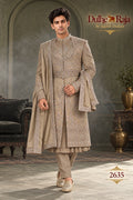 Beige dupatta wedding sherwani - Dulhe Raja Bhopal design 2635-KP