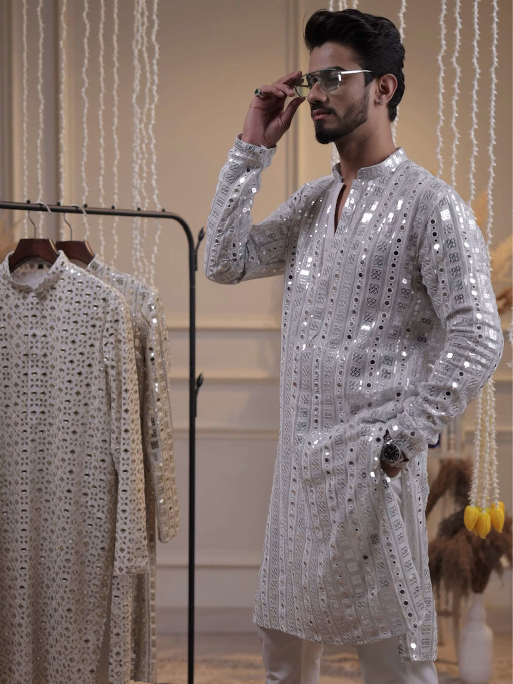 Kartik Sequence Embroidered Kurta Pajama
