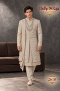 Beige belted wedding sherwani - Dulhe Raja Bhopal design 2618-ANMOL