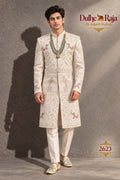 Ivory motif wedding sherwani - Dulhe Raja Bhopal design 2623-S3