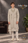 Pista belted wedding sherwani - Dulhe Raja Bhopal design 2621-PISTA