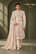 Blush sherwani with long dupatta - Dulhe Raja Bhopal design 2625-RG