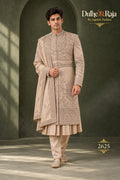 Rust sherwani with shawl drape - Dulhe Raja Bhopal design 2625-RUST